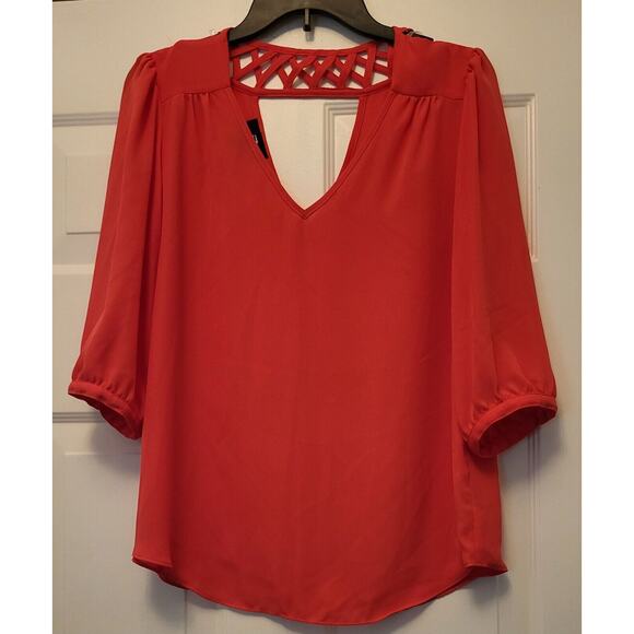 Iz Byer Women's Orange V-Neck 3/4 Sleeve Shirt Size Large - Picture 4 of 9